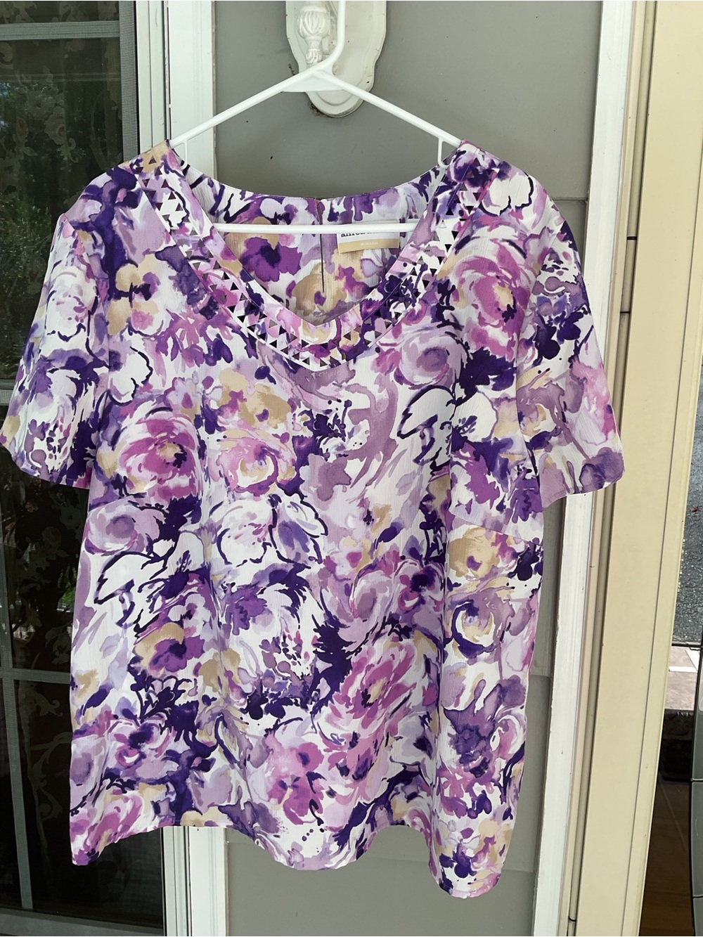 ALFRED DUNNER PLUS SIZE 18W Women’s  Dressy Pullover Top FLOWER purple NWOT
